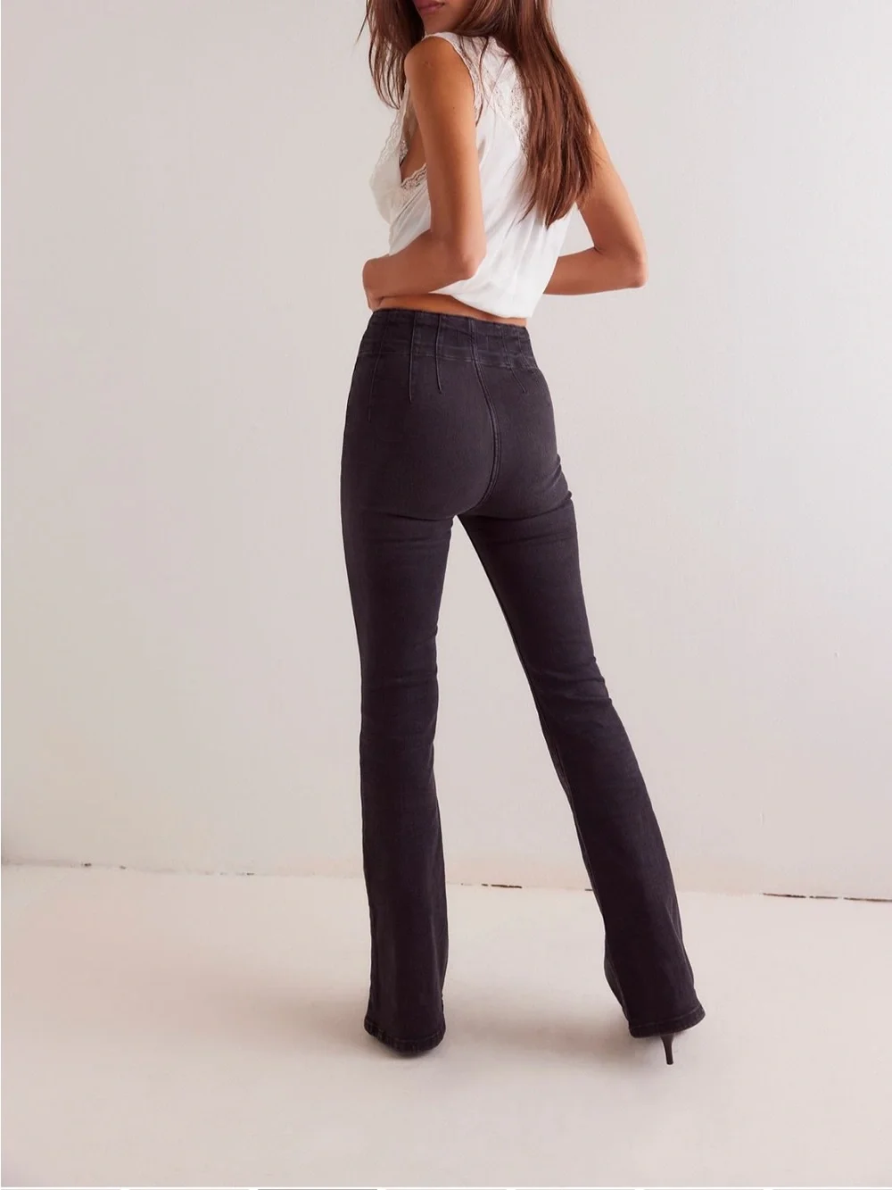 Free People Jayde Flare Black High-Rise Flare Jeans